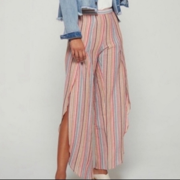DREW Whitney Striped Wide Leg Side Slit Pants - Picture 8 of 9